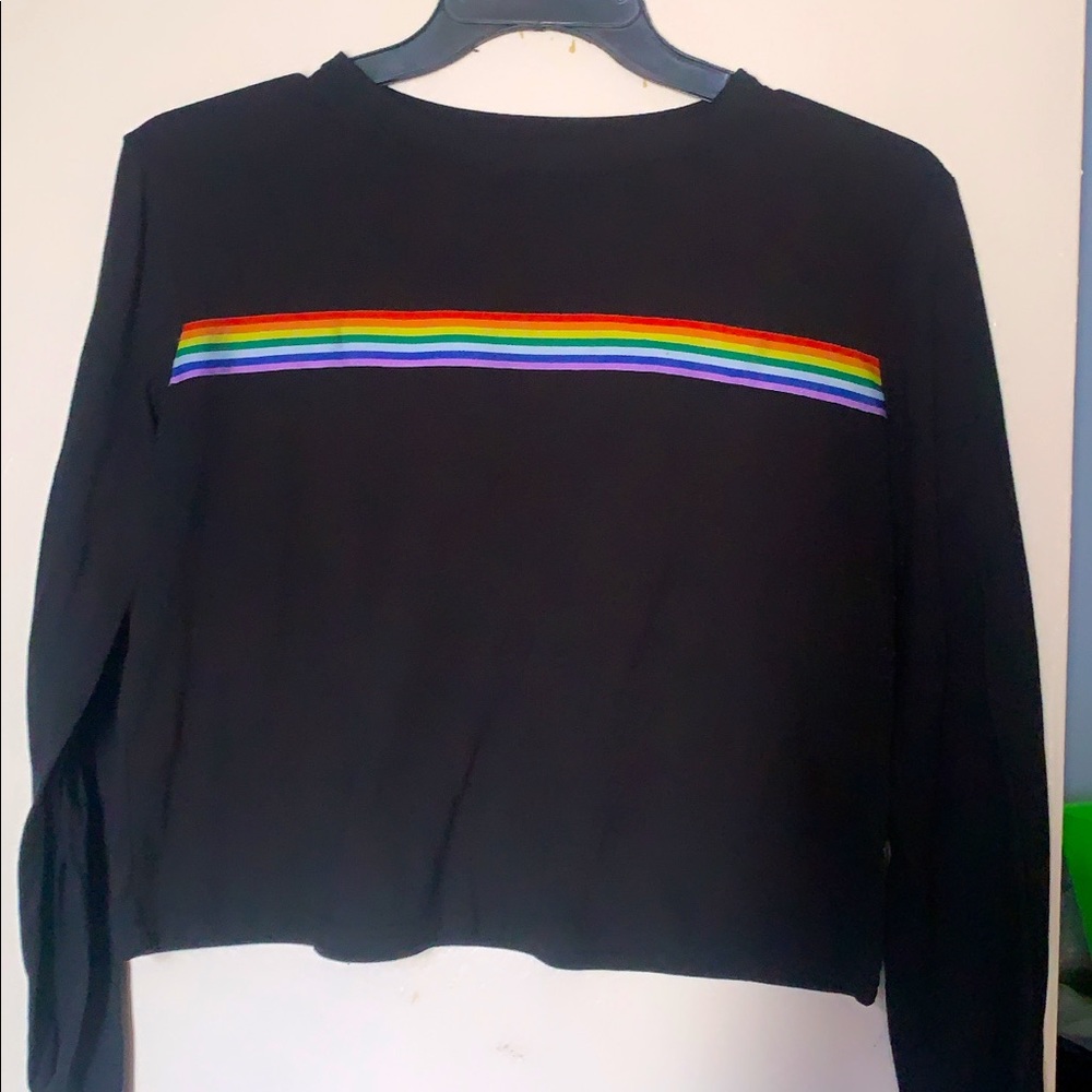 Rainbow striped Crop Tee
